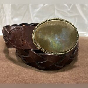 Western Buckle Braided Leather Belt